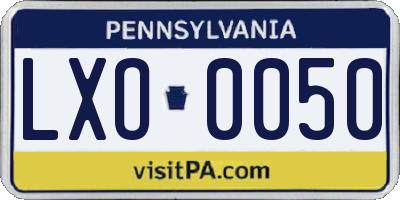 PA license plate LXO0050