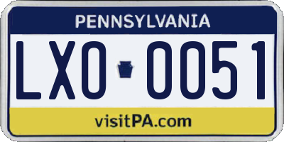 PA license plate LXO0051