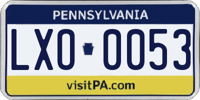 PA license plate LXO0053