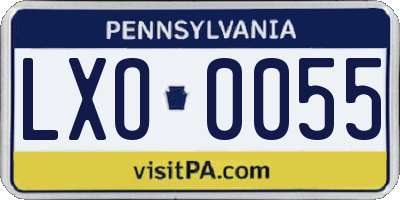 PA license plate LXO0055