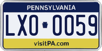 PA license plate LXO0059