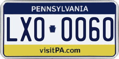 PA license plate LXO0060