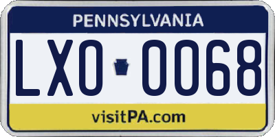 PA license plate LXO0068