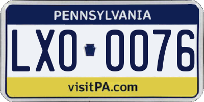PA license plate LXO0076