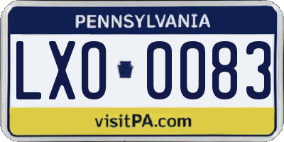 PA license plate LXO0083