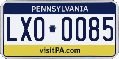PA license plate LXO0085