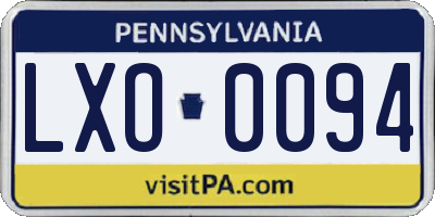 PA license plate LXO0094
