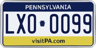 PA license plate LXO0099