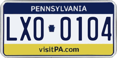 PA license plate LXO0104