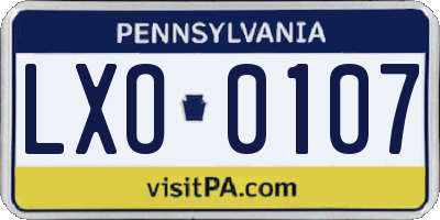 PA license plate LXO0107