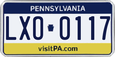 PA license plate LXO0117