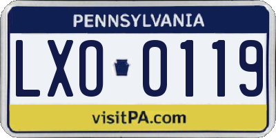 PA license plate LXO0119