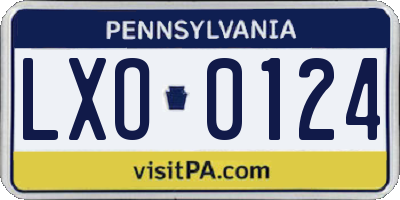 PA license plate LXO0124