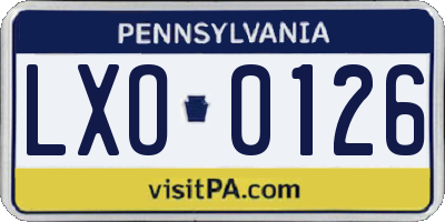 PA license plate LXO0126