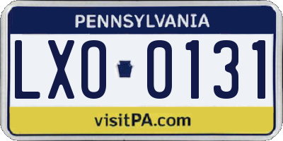 PA license plate LXO0131