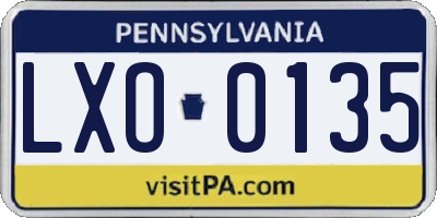 PA license plate LXO0135
