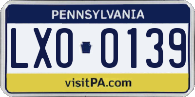 PA license plate LXO0139