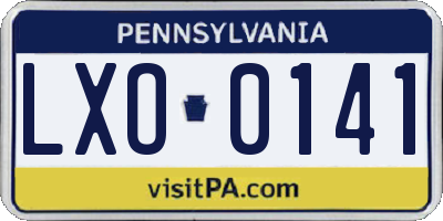 PA license plate LXO0141