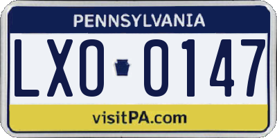 PA license plate LXO0147