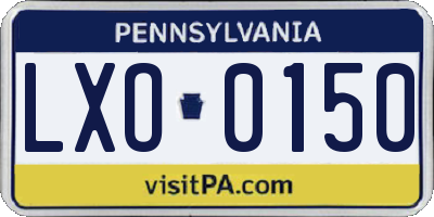 PA license plate LXO0150