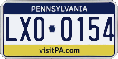 PA license plate LXO0154