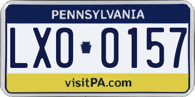 PA license plate LXO0157