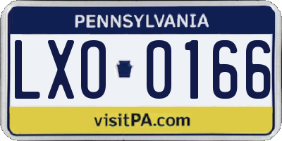 PA license plate LXO0166