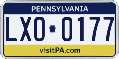 PA license plate LXO0177