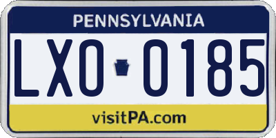 PA license plate LXO0185