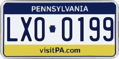 PA license plate LXO0199