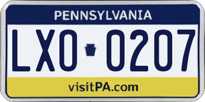 PA license plate LXO0207