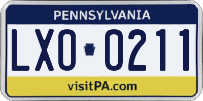 PA license plate LXO0211
