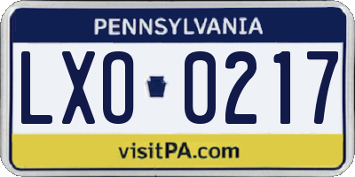 PA license plate LXO0217