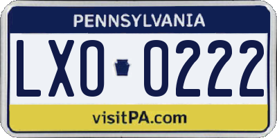PA license plate LXO0222