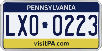 PA license plate LXO0223