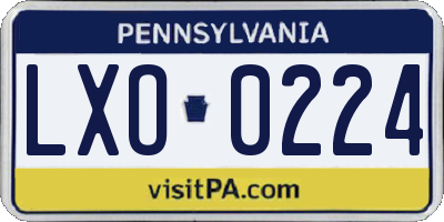 PA license plate LXO0224