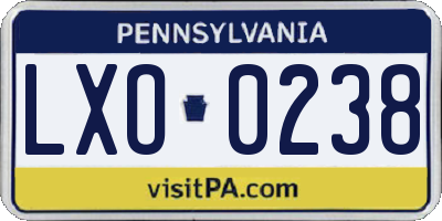 PA license plate LXO0238