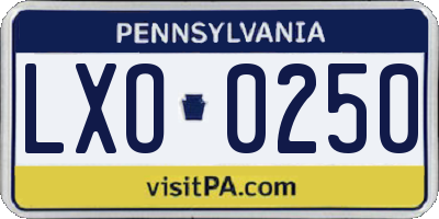 PA license plate LXO0250