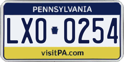 PA license plate LXO0254