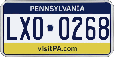 PA license plate LXO0268