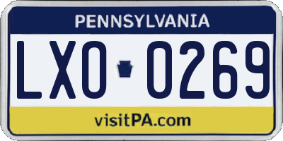 PA license plate LXO0269