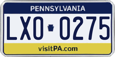 PA license plate LXO0275