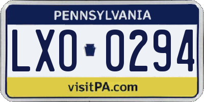 PA license plate LXO0294