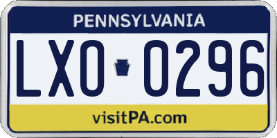PA license plate LXO0296