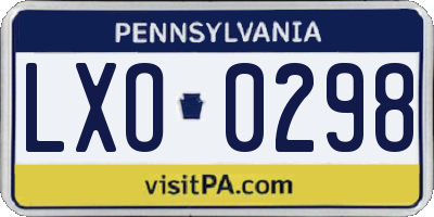 PA license plate LXO0298