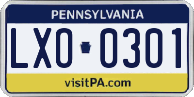 PA license plate LXO0301