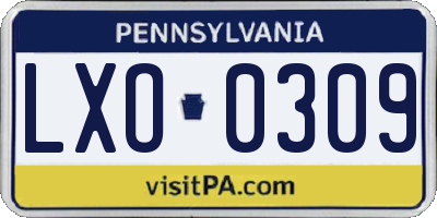 PA license plate LXO0309