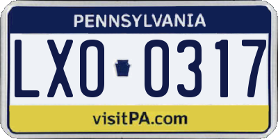 PA license plate LXO0317