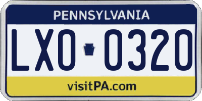 PA license plate LXO0320