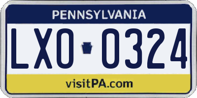 PA license plate LXO0324